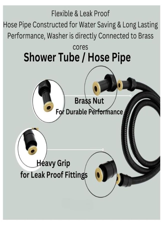 New Ware 1 Meter Stainless Steel Matt Black Hose Pipe | Flexible Health Faucet & Shower Tube with Brass Nut | 1/2 Inch (15 mm) - Image 2